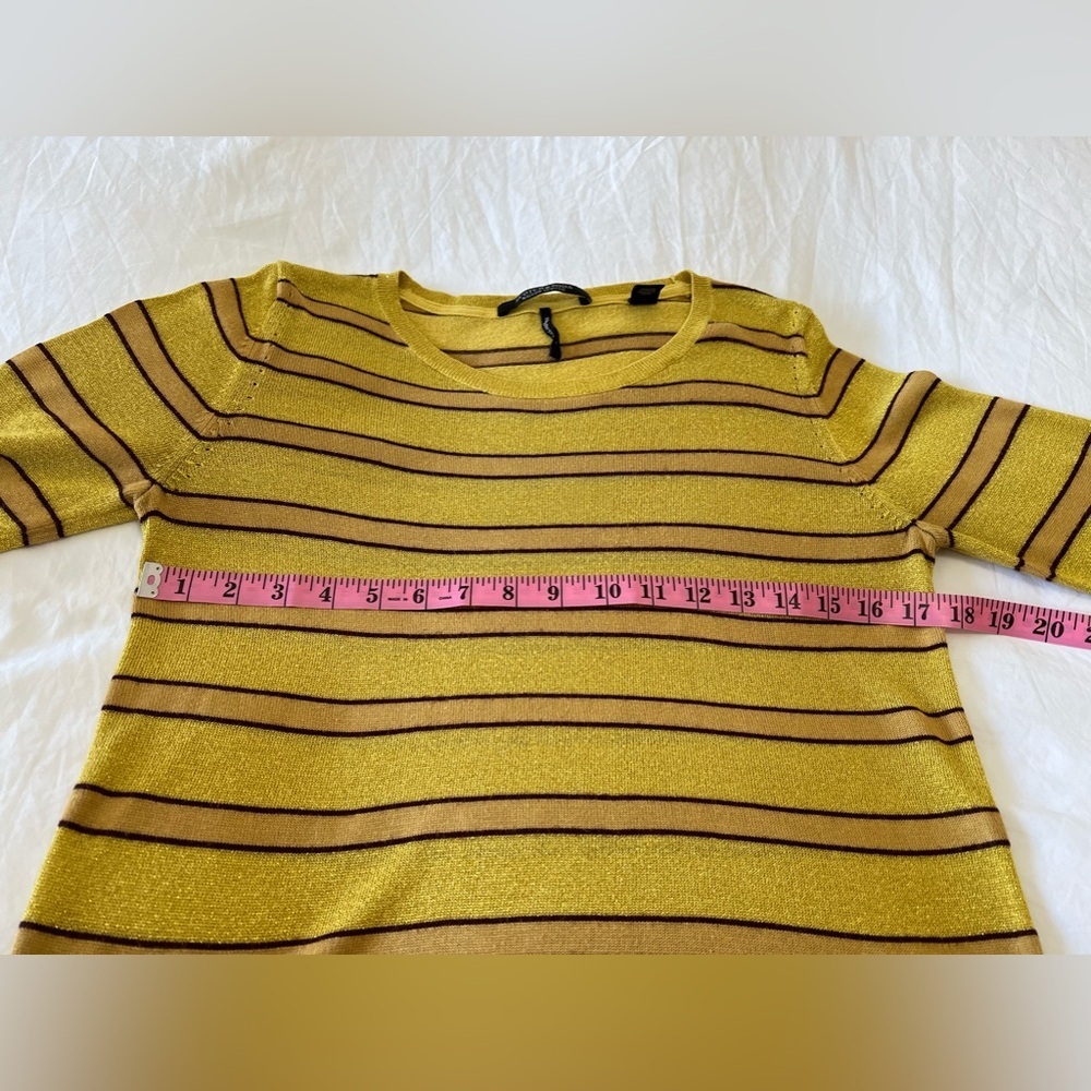 Scotch & Soda | Women’s SZ Small | Yellow Metallic Striped Long Sleeve Top - Picture 4 of 12